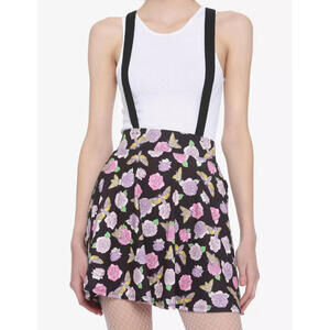 Hot Topic Women's Pastel Roses & Moths Suspender Circle Skirt Plus Size 2 2X